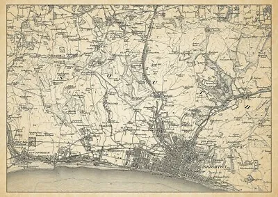 Old Map Environs Of Brighton Sussex - 1898 • £15.99