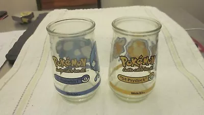 2 Vintage Welch's Jelly Jars Pokemon Poliwhirl & Psyduck 1999 • $14.99