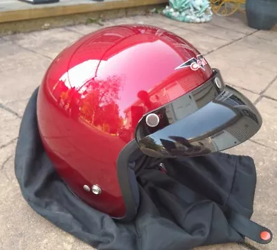 Stunning Vintage VCAN V-CAN V500 3/4 Open Face Helmet Gloss Cherry Red   • $20