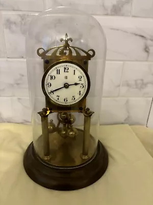 Badische  Anniversary Clock In Glass Dome 5 Ball Pendulum V G Cond & Working. • $113.67