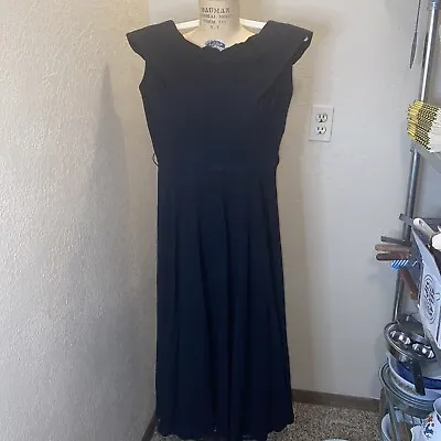 Vintage 1940s Simple Black Crepe Dress Size Small • $60