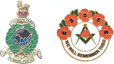£9.99 • Buy Small Royal Marines Crest Badge And Masonic We Will Remember Enamel Badge