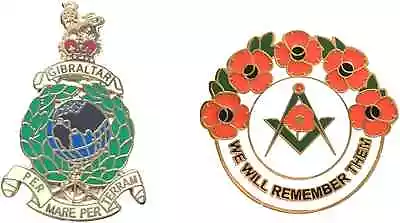 £9.99 • Buy Small Royal Marines Crest Badge And Masonic We Will Remember Enamel Badge