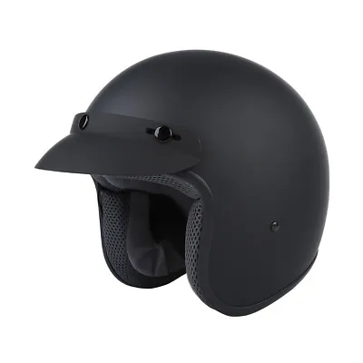 Matte Black S M L XL Helmet & Visor DOT Adult Motorcycle Scooter 3/4 Open Face • $37