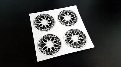 4x 1/10 RC Realistic Wheel Stickers For Touring Car Wheels / Rims Decals Tamiya • £4.50