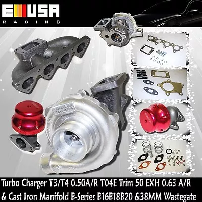 T3/T4 Turbo Charge+Cast Iron Manifold+Adj.Wastegate For 88-00 Civic B16 B18 B20 • $299.99