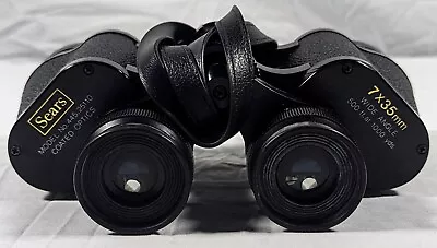 Sears Binoculars 7x35mm 445.25110 Vintage Coated Optics Black Wide Angle • $14.99