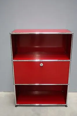 USM Haller Highboard File Shelf Board 3 Compartment 1 Flap Red Cabinet Tray • £699.60