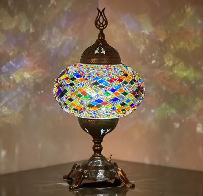 BATTERY Operated Turkish Moroccan Mosaic Colorful Boho Table Bedside Lamp Light • $61.80