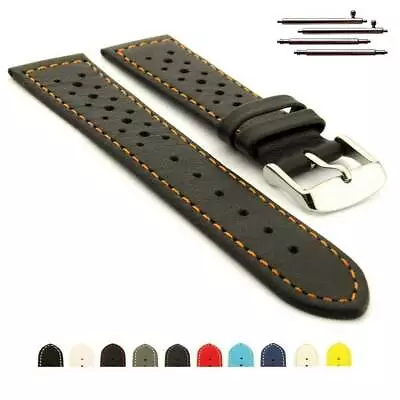 Genuine Leather Perforated Watch Strap Band Rally Racing 18 20 22 RIDER MM • $20.96