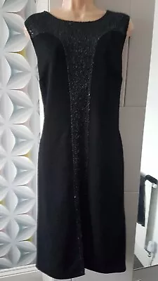 £5.99 • Buy New BM COLLECTION Straight Black Dress Sequin Front Panel SIZE 14 Xmas  NWOT 