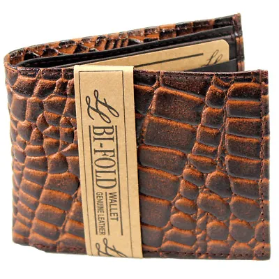 New Mens Genuine Leather Bifold Wallet ID Credit Card Alligator Window Crocodile • $8.45