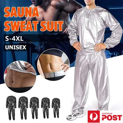 $21.52 • Buy Unisex Sweat Sauna Suit Gym Clothes Weight Losss Exercise Training Body Shaper