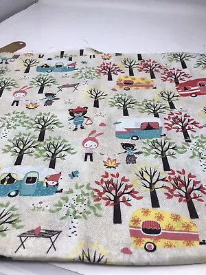 Woodland Animal Vintage Camper Fabric Ham Can Bear Rabbit 1 1/4 Y Quilt F53 • $12