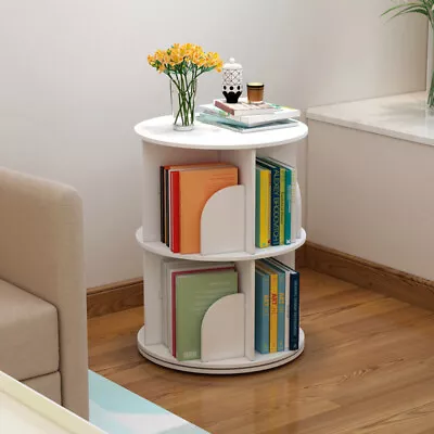 $56.50 • Buy 2 Tiers 360° Rotating Bookshelf Bookshelf Organizer Standing Storage Shelf New