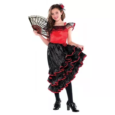 Flamenco Dancer Costume Child Spanish Senorita Fancy Dress • $19.46