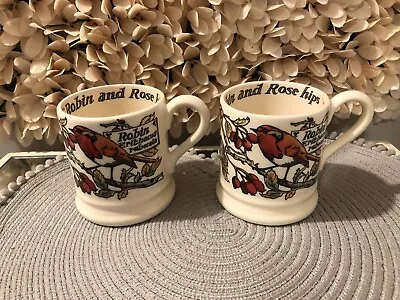 £25 • Buy Emma Bridgewater, 2 Half Pint  Mugs, Robin And Rose Hips, Matching , New