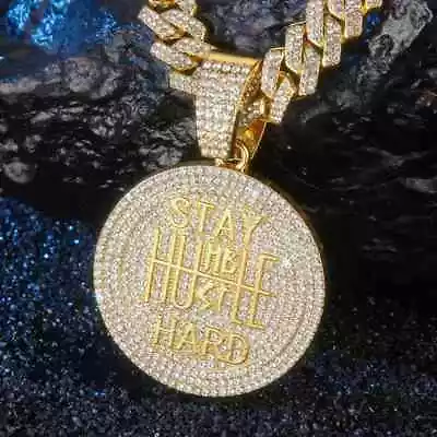 STAY HUMBLE HUSTLE HARD Pendant 20  Iced Cubic Zirconia Chain Hip Hop Necklace • $24.99