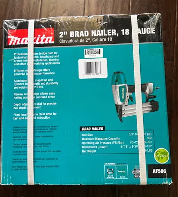 New Makita AF506 18 Gauge 2 In. Pneumatic Brad Nailer 5/8”-2” W/ Case • $89