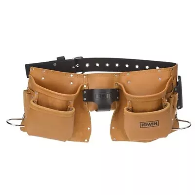 Irwin 10 POCKETS CONSTRUCTION TOOL BELT Double Stitching GRAIN LEATHER USA Brand • $305.95