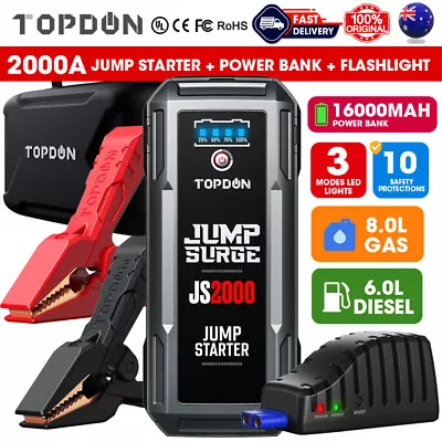 $104 • Buy TOPDON JUMPSURGE 2000 2000A 12V Lithium Battery Booster Jump Starter Power Bank