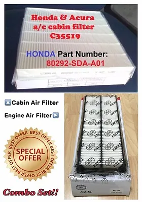 Combo Set For Honda Accord 03-07 & Acura TL 04-06 V6 Engine & Cabin Air Filter  • $19.95