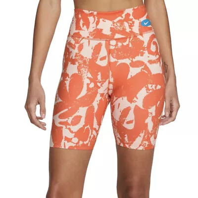 Nike Women's One Luxe Icon Clash Mid-Rise Training 7” Bike Shorts Rush Orange • $21.38