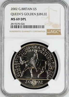 (TOP POP) 2002 Great Britain £5 Queen Elizabeth II Golden Jubilee NGC MS69 DPL • $89