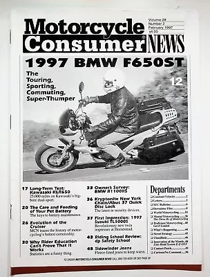 1997 February Motorcycle Consumer News Magazine BMW F650ST Kawasaki KLR650 • £7.99