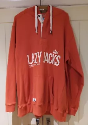 Mens Lazy Jacks Orange Long Sleeve Pullover Hoodie UK XL 54in NWOT • £20