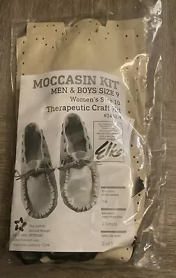 Moccasin Craft Kit Men Boys Sz 9 Womens Sz 10 ELKS Tan Brown Leather DIY 3442-9 • $27.99