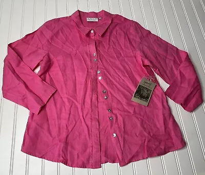 Habitat Clothes To Live In Tunic Top Shirt Medium 100% Linen Fuchsia Pink NEW • $38.24
