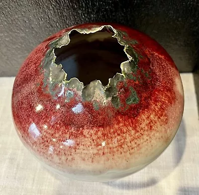 Artist Signed Valda Cox Pottery “Crater Vase” • $107
