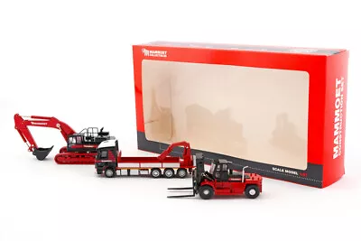 IMC 410106 Mammoet Construction Set W/Excavator Flatbed & Forklift 1/87 HO MIB • $205