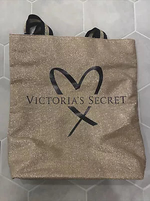 Victoria's Secret Gold Glitter Tote Bag Handbag. New No Tag Size Large 16x16 • $7.50