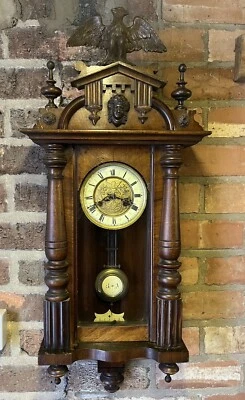 Old Ornate Vienna Antique Chiming Pendulum Wall Clock 8 Day Spares￼ Or Repair • £35