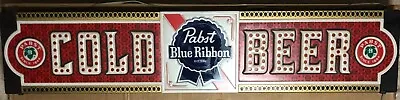 Vintage Cold Pabst Blue Ribbon Beer PBR Lighted Sign Embosograph 48” • $449.99