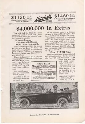 Mitchell Sixes Models Mitchell Mitchell Junior Club Roadster 1917 Vintage Ad • $6.80