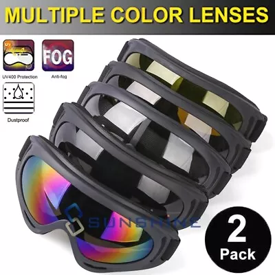 2pcs Dustproof Safety Motorcycle Goggles Glasses Anti Fog Lens Helmet Goggles • $12.89