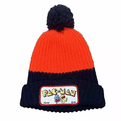 Vintage 1981 Stitched Knit PAC-MAN Midway WINTER HAT Pom Beanie Patch Pac Man • $19.99