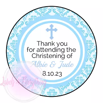 £1.99 • Buy Personalised Christening Baptism Blue Sticker Party Thank You Sweet Cone Label