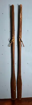 Vintage 2 Old Set Paddles Wooden Oars 78  Long With GREAT PATINA FINISH + Locks • $199.99