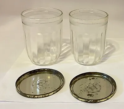 Hazel Atlas Clear Ribbed Glass Jelly Jars Original Embossed Lids 1930's • $8.99