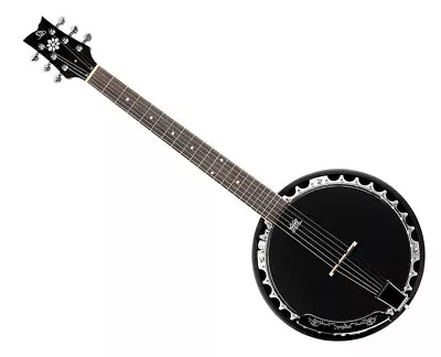 Ortega Guitars OBJE356-SBK-L Raven Series LH 6-String A/E Banjo - Black • $479.99