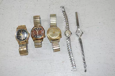 Lot Of 5 Vintage Broken Watches Bulova Accutron N6 M9 L3 Waltham Benrus • $15