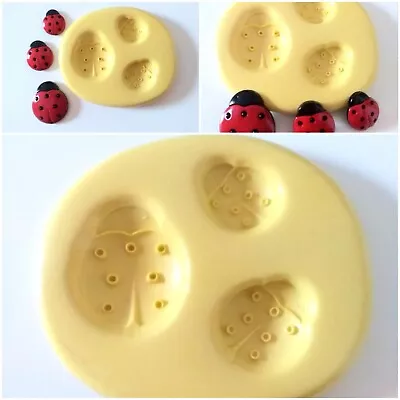 Ladybirds Mould - FOOD SAFE Flexible Silicone Cake Decorate Jewellery Making • £7.90