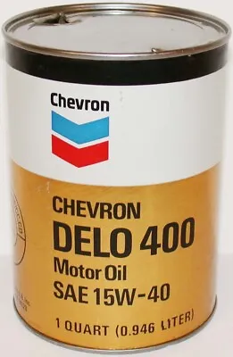 Vintage Motor Oil Can CHEVRON DELO 400 Motor Oil Round San Francisco California • $8.99