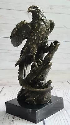 Flying Fishing Bald Eagle Military Art American Patriotic Bronze Marble • $149.50