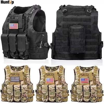 HUNTVP Military Tactical Vest Plate Carrier For Airsoft Combat Assault US Army • $34.19