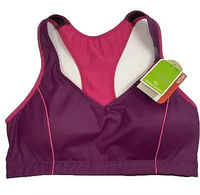 Moving Comfort Womens Vixen Sports Bra Pink Purple Velvet Medium 34CD-36C NWT • $25.19